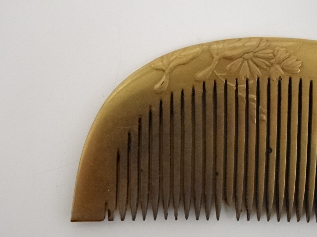 アンティーク着物 ] - 櫛・簪 本鼈甲 金蒔絵櫛・笄セット 16g □z